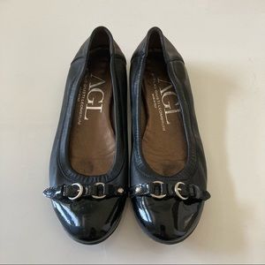 AGL Black Leather Flats